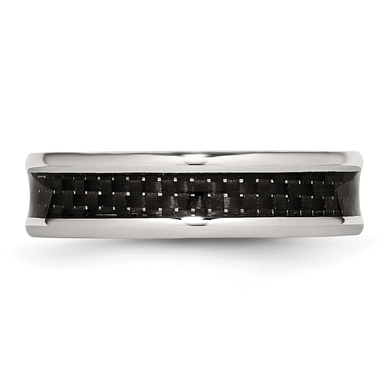 Chisel Stainless Steel Polished with Black Carbon Fiber Inlay 6mm Band