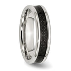 Chisel Stainless Steel Polished with Black Carbon Fiber Inlay 6mm Band