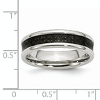 Chisel Stainless Steel Polished with Black Carbon Fiber Inlay 6mm Band