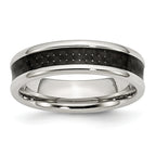 Chisel Stainless Steel Polished with Black Carbon Fiber Inlay 6mm Band