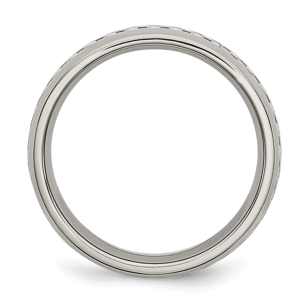 Chisel Stainless Steel Polished with Grey Carbon Fiber Inlay 6mm Band
