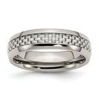 Chisel Stainless Steel Polished with Grey Carbon Fiber Inlay 6mm Band