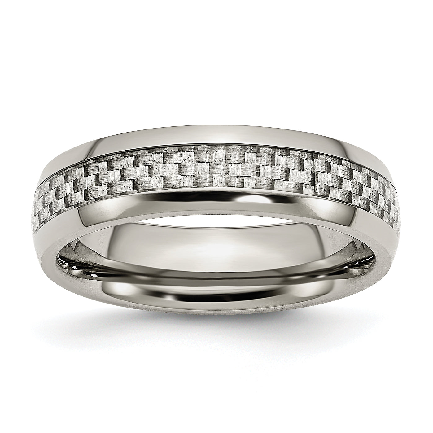 Chisel Stainless Steel Polished with Grey Carbon Fiber Inlay 6mm Band
