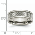 Stainless Steel Polished w/ Grey Carbon Fiber Inlay 8mm Band