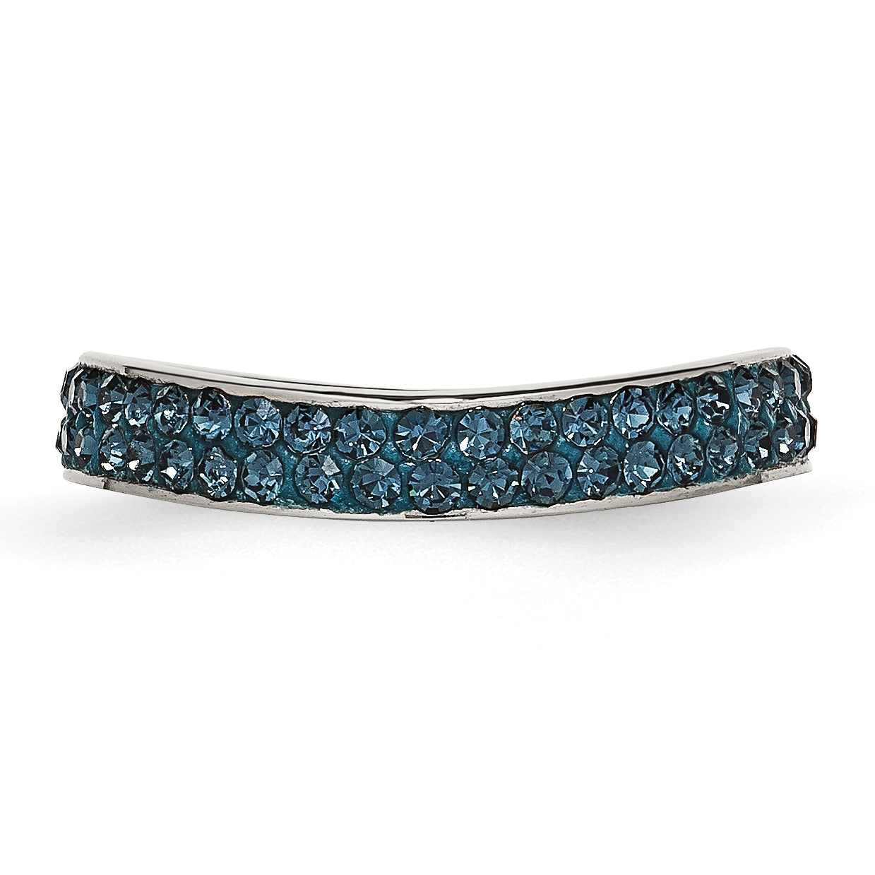 Stainless Steel 4mm Polished Blue Crystal Wavy Ring Secondary image