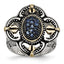 Blue Glass & Gold-Tone Antiqued Fashion Ring in Stainless Steel - Sophia Jewelers