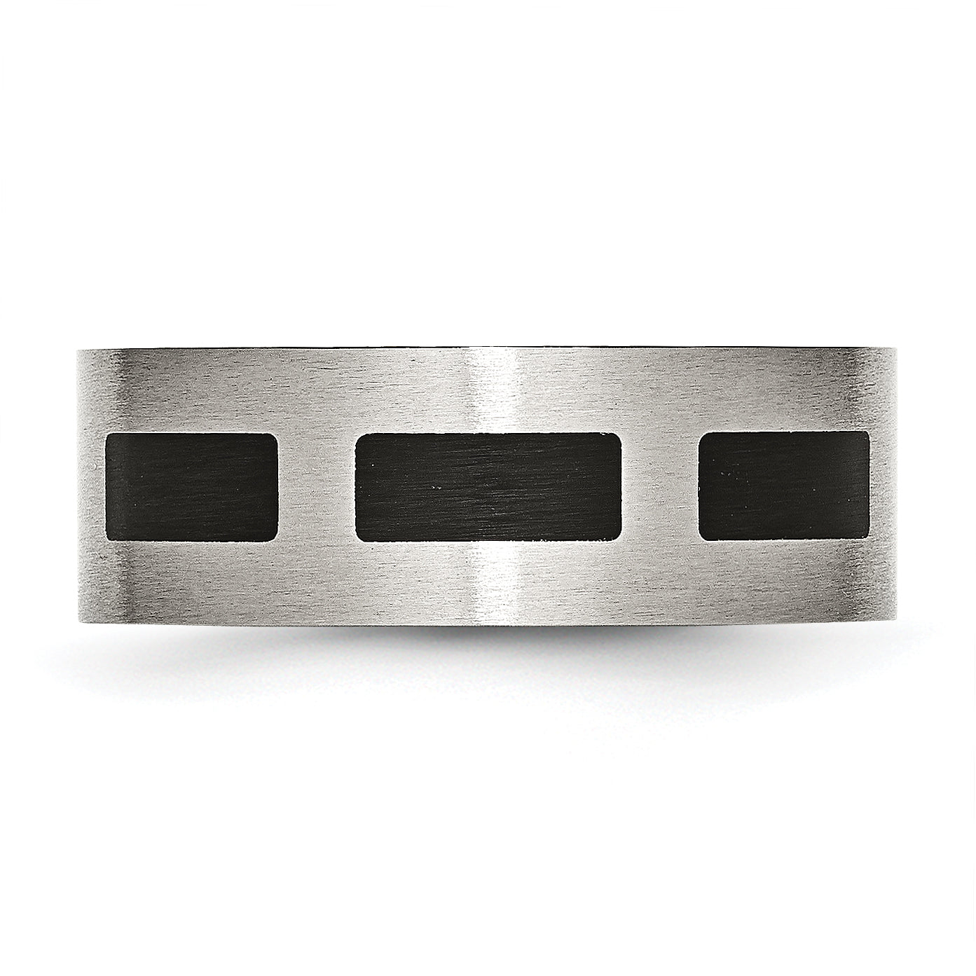 Brushed Wedding Band in Stainless Steel with Black Rubber, 8mm Secondary image