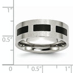 Stainless Steel Brushed w/Black Rubber 8mm Flat Band