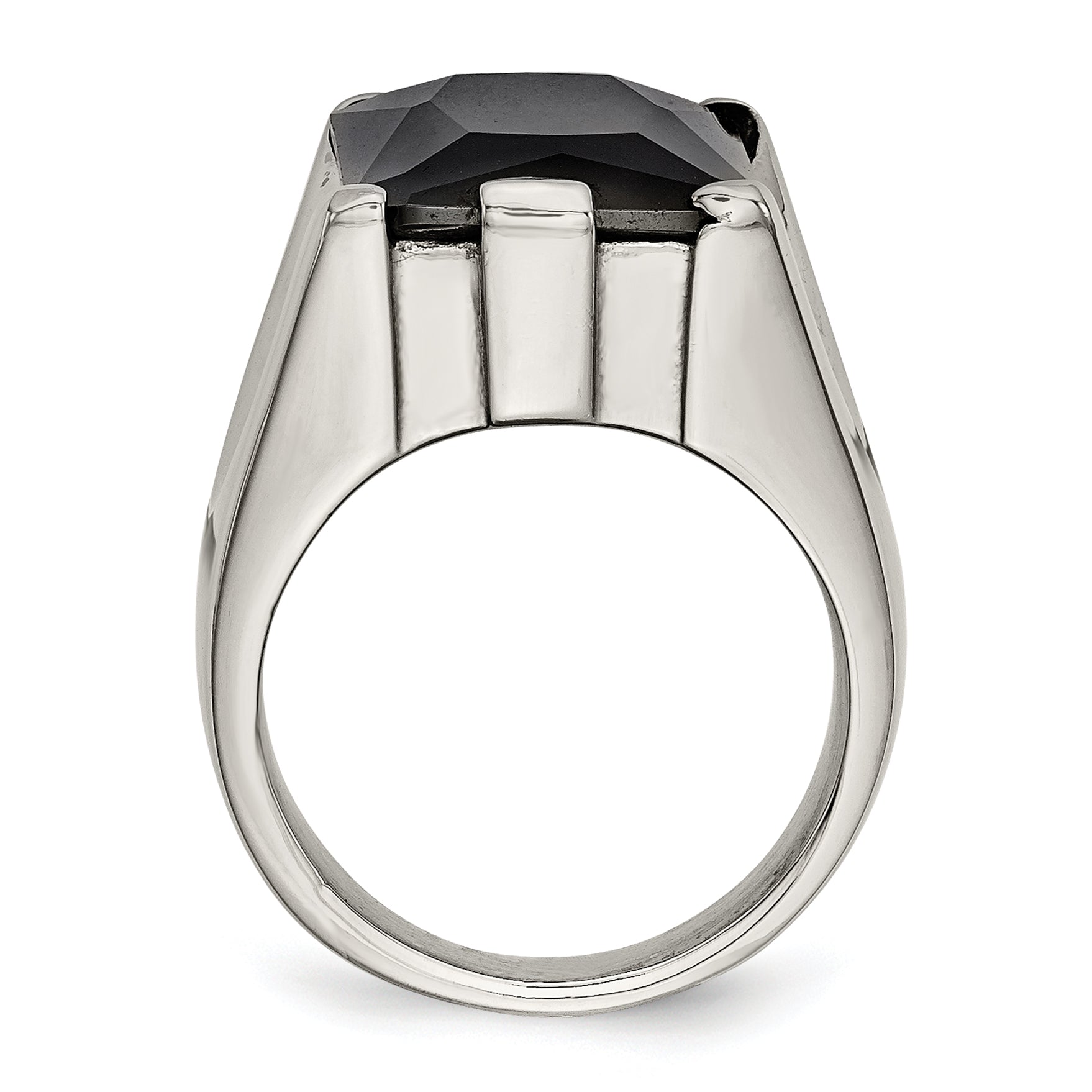 Stainless Steel Black CZ Polished Ring Secondary image