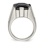 Stainless Steel Black CZ Polished Ring