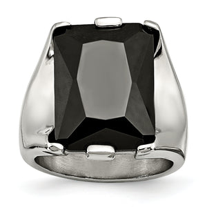 Black Cubic Zirconia Ring in Stainless Steel, Size 6–9 - Sophia Jewelers