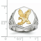 Chisel Stainless Steel Polished Yellow IP-plated with Sterling Silver Eagle Ring