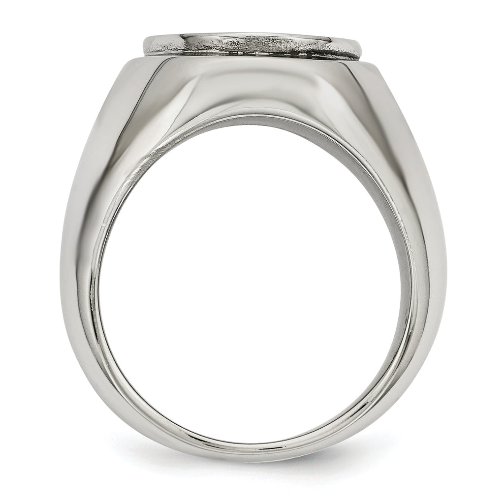 Chisel Stainless Steel Polished Black Enameled Cross Ring