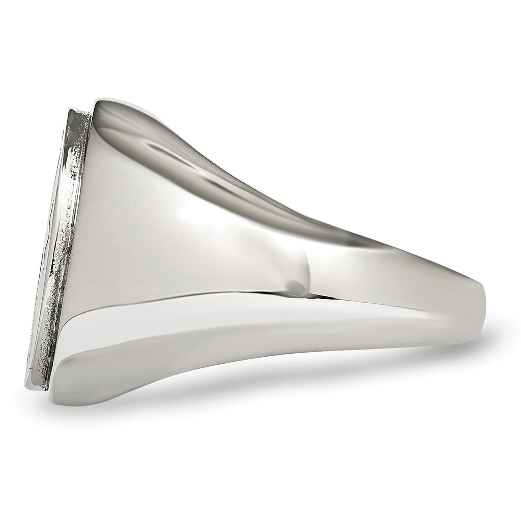 Chisel Stainless Steel Polished Black Enameled Cross Ring