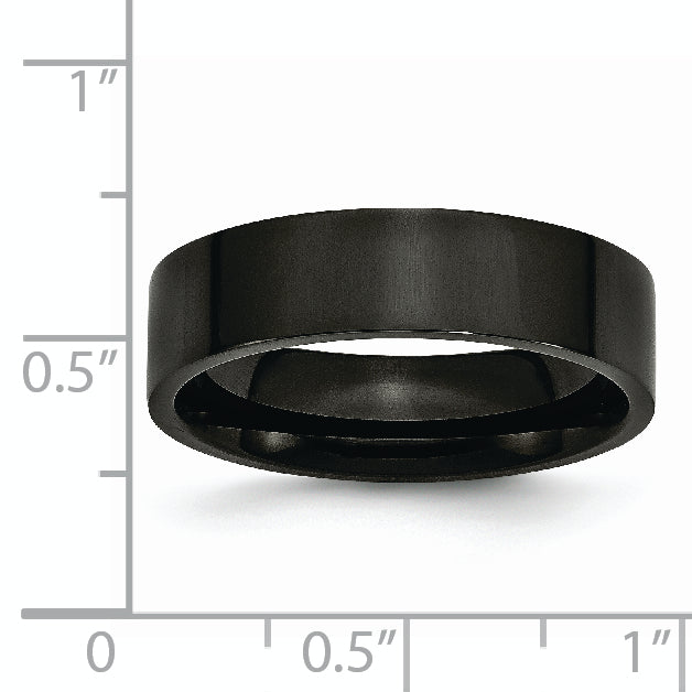 Chisel Stainless Steel Polished Black IP-plated 6mm Flat Band