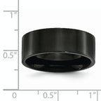 Chisel Stainless Steel Polished Black IP-plated 8mm Flat Band