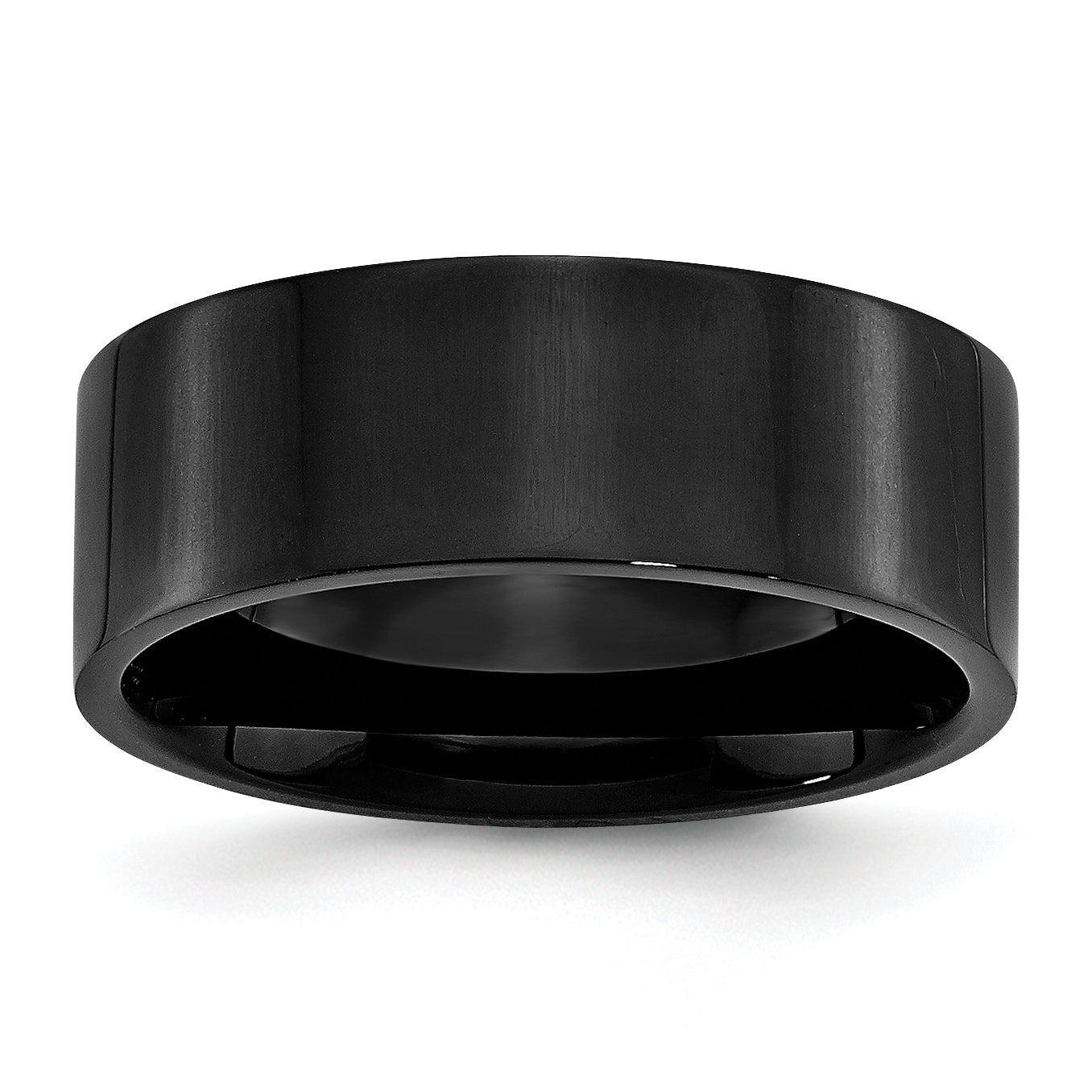 Chisel Stainless Steel Polished Black IP-plated 8mm Flat Band Main image