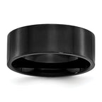 Chisel Stainless Steel Polished Black IP-plated 8mm Flat Band