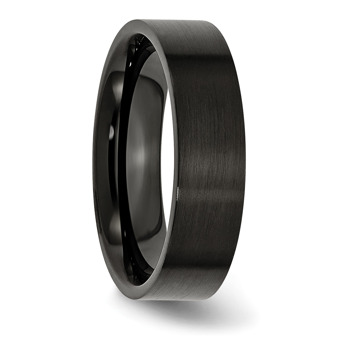 Chisel Stainless Steel Brushed Black IP-plated 6mm Flat Band Secondary image