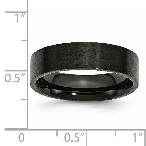 Chisel Stainless Steel Brushed Black IP-plated 6mm Flat Band