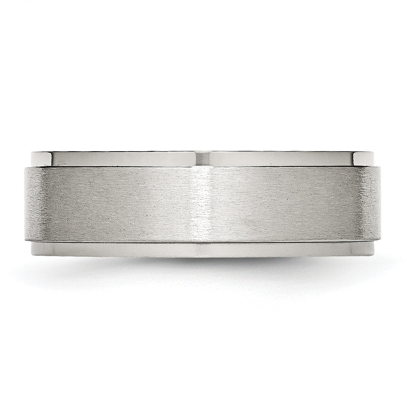 Chisel Stainless Steel Polished with Brushed Center 7mm Ridged Edge Band Main image