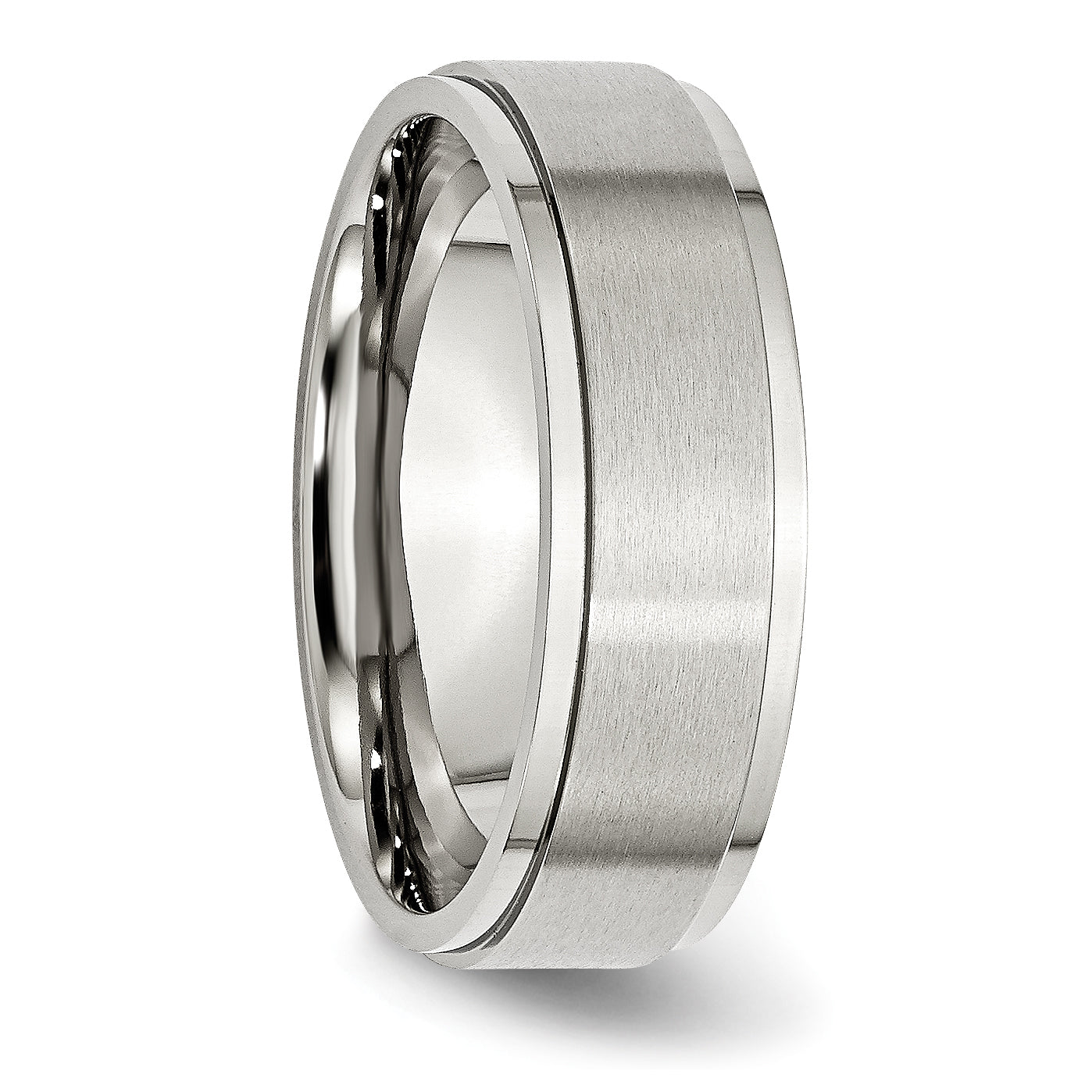 Ridged Edge Comfort-Fit Wedding Band in Stainless Steel, 7mm Secondary image