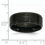 Stainless Steel Brushed/Polished Black IP-plated Cross 8mm Band