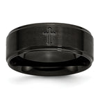 Stainless Steel Brushed/Polished Black IP-plated Cross 8mm Band