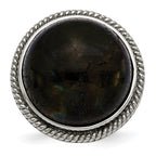 Stainless Steel Polished Labradorite Textured Ring