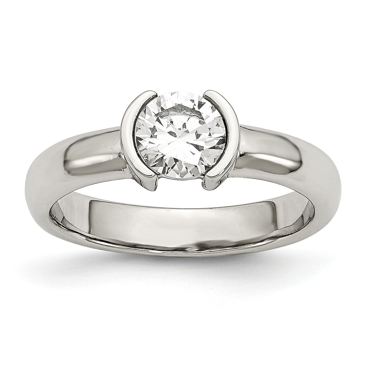 Cubic Zirconia Engagement Ring in Stainless Steel - Sophia Jewelers