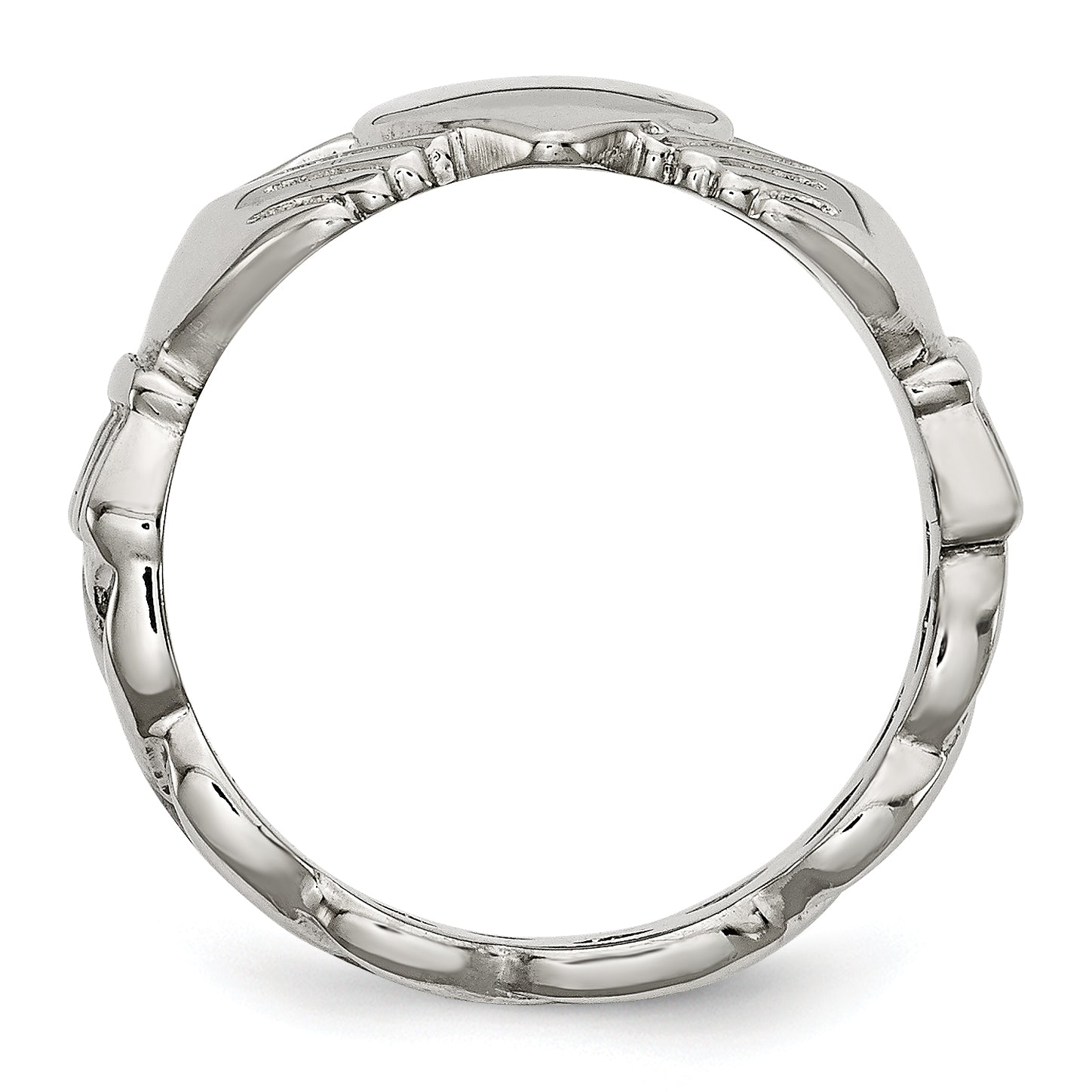 Stainless Steel Polished Braided Claddagh Ring Secondary image