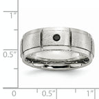 Chisel Stainless Steel Polished Brushed Center 1/20 carat Black Diamond 8mm Band