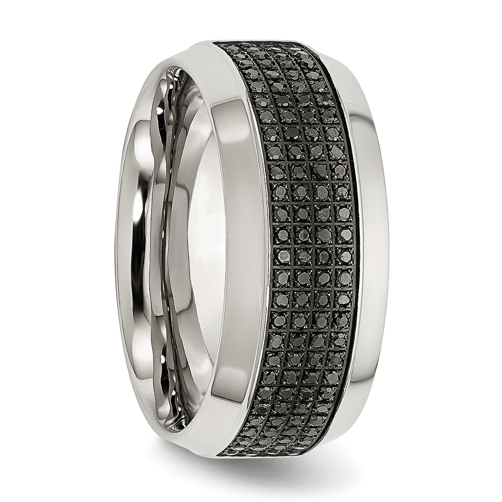 Chisel Stainless Steel Polished 1/3 Carat Black Diamond 10mm Band