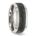 Chisel Stainless Steel Polished 1/3 Carat Black Diamond 10mm Band