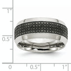 Chisel Stainless Steel Polished 1/3 Carat Black Diamond 10mm Band