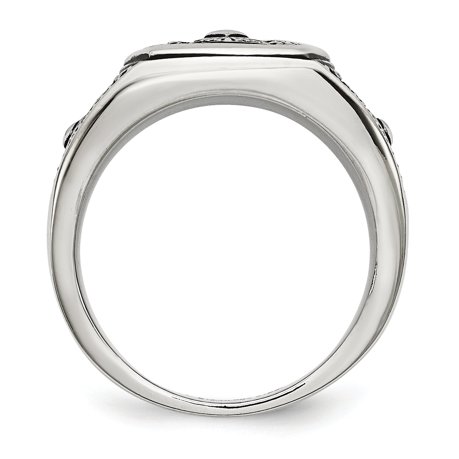 Chisel Stainless Steel Antiqued Polished and Textured Cross Ring Secondary image