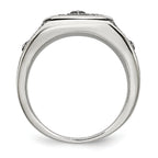 Chisel Stainless Steel Antiqued Polished and Textured Cross Ring