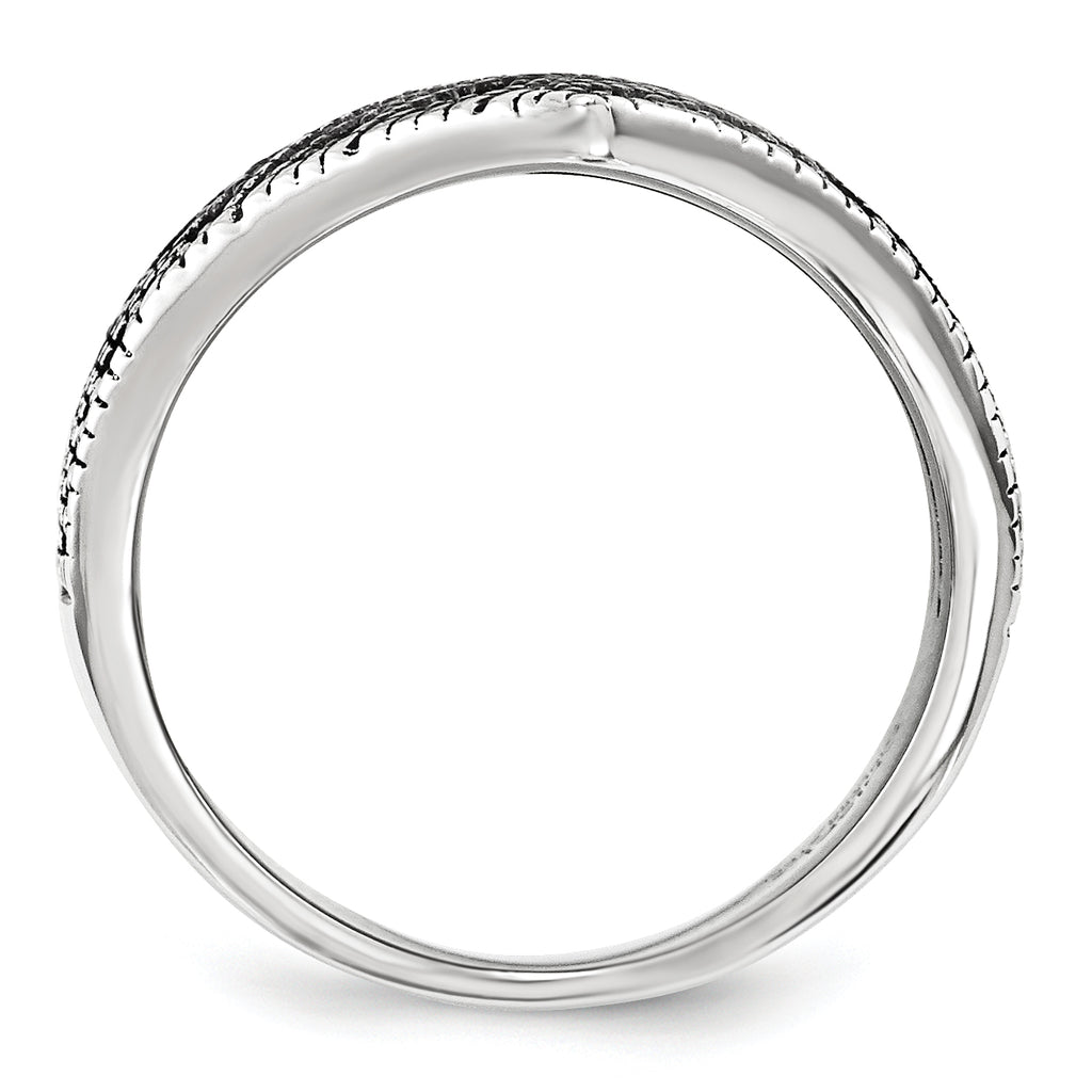 Stainless Steel Polished and Antiqued Marcasite Ring