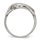 Chisel Stainless Steel Polished and Textured Black Enameled Eagle Ring