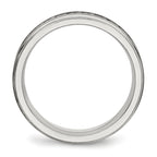 Stainless Steel w/Sterling Silver Braid Inlay Brushed/Polished 6mm Band