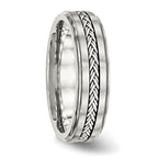 Stainless Steel w/Sterling Silver Braid Inlay Brushed/Polished 6mm Band