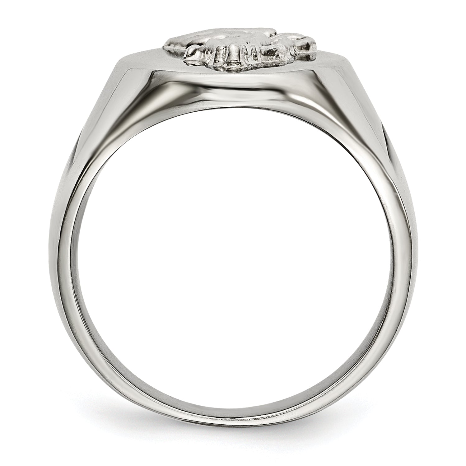 Chisel Stainless Steel Polished with Sterling Silver Praying Hands Ring Secondary image