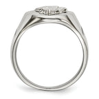 Chisel Stainless Steel Polished with Sterling Silver Praying Hands Ring