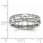 Stainless Steel Polished w/CZ 6mm Grooved Band