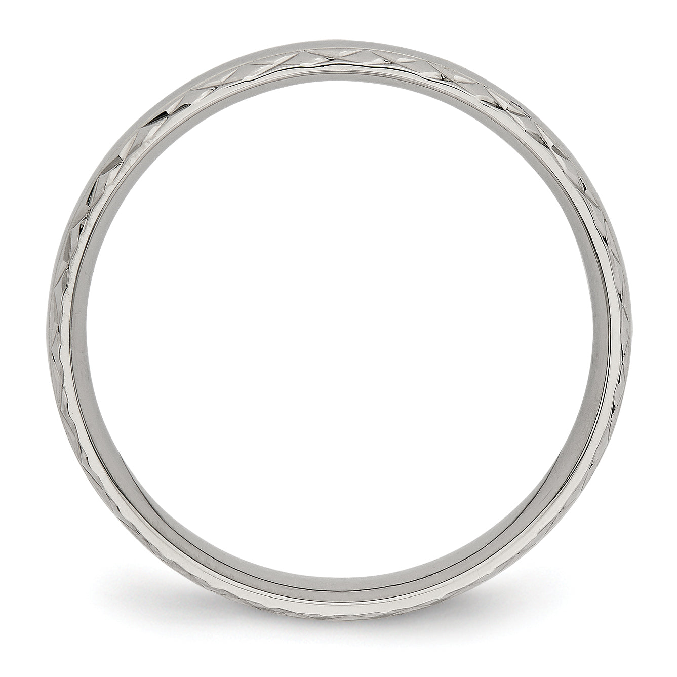 Chisel Stainless Steel Polished Satin Center Criss Cross Design 5mm Grooved Band Secondary image