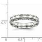 Chisel Stainless Steel Polished Satin Center Criss Cross Design 5mm Grooved Band