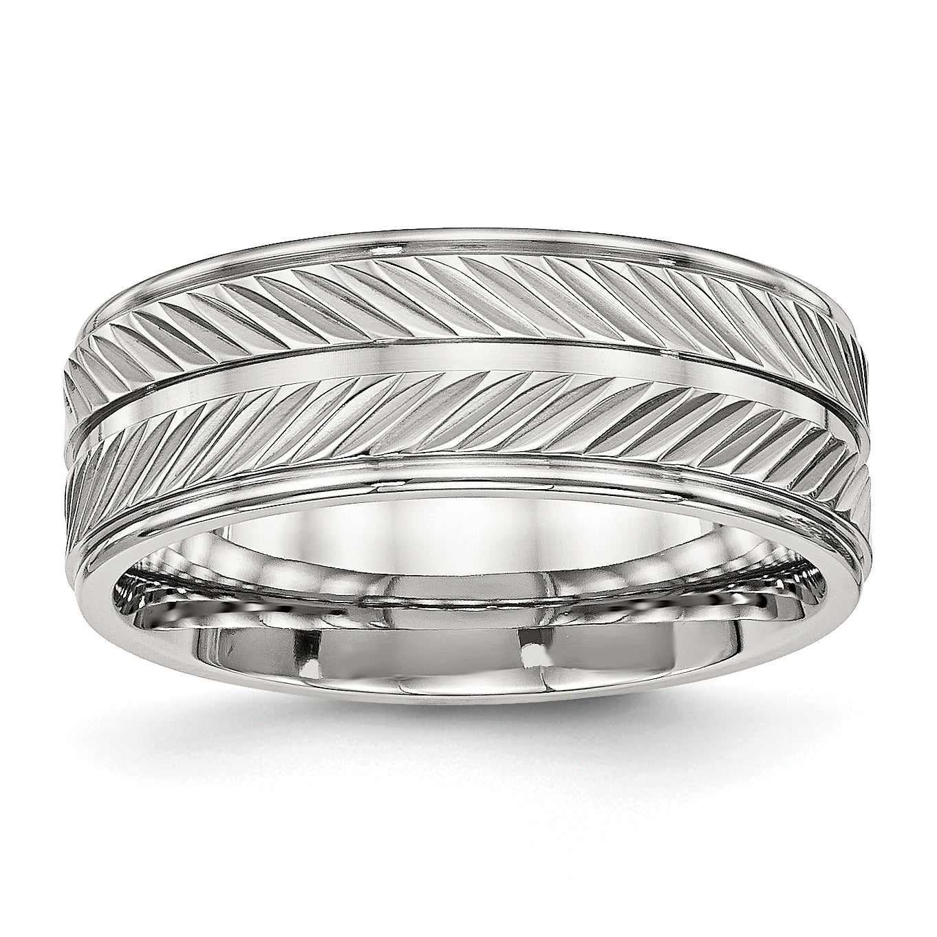 Stainless Steel Polished 8mm Grooved Ring Main image