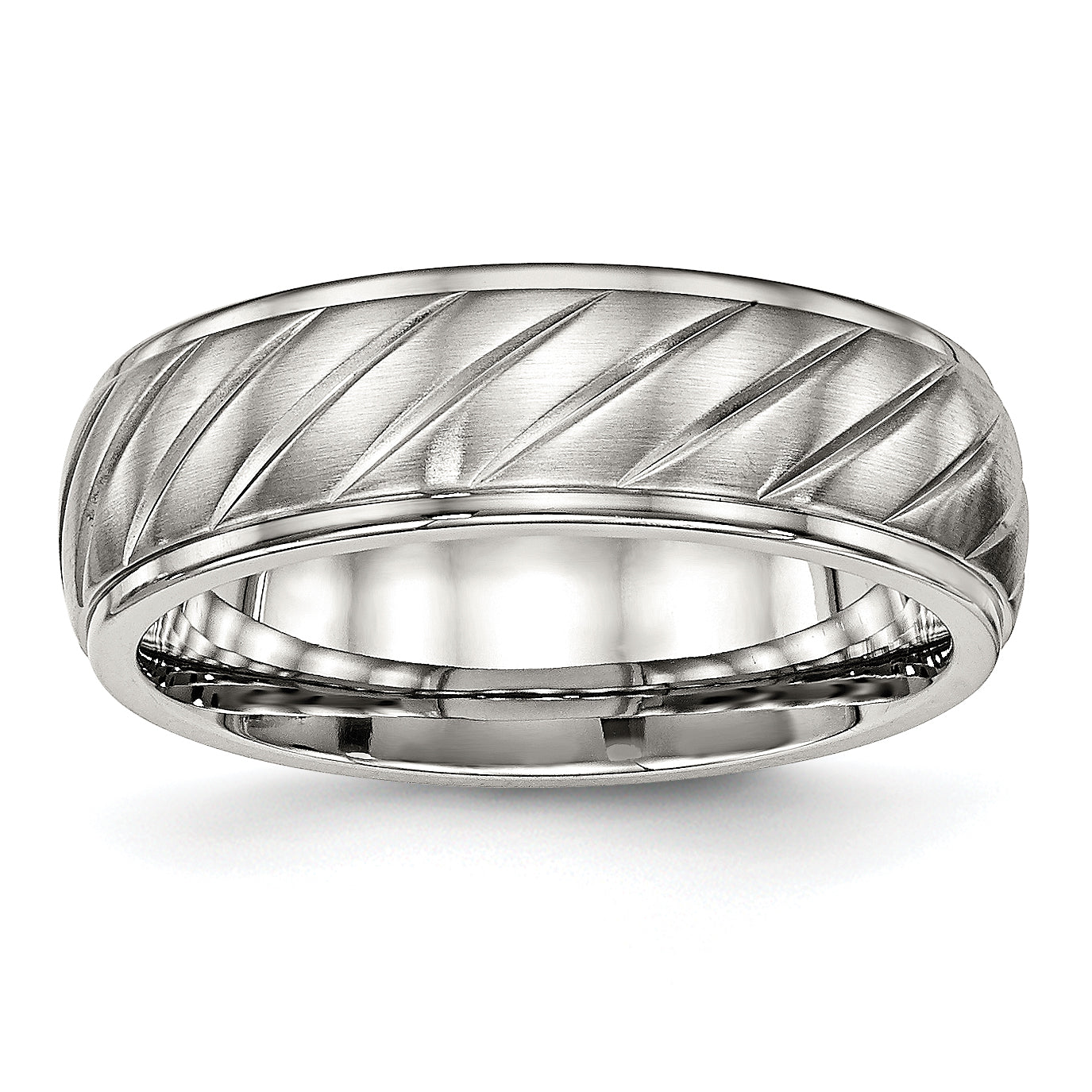 Chisel Stainless Steel Polished with Brushed Center 7mm Grooved Band Main image