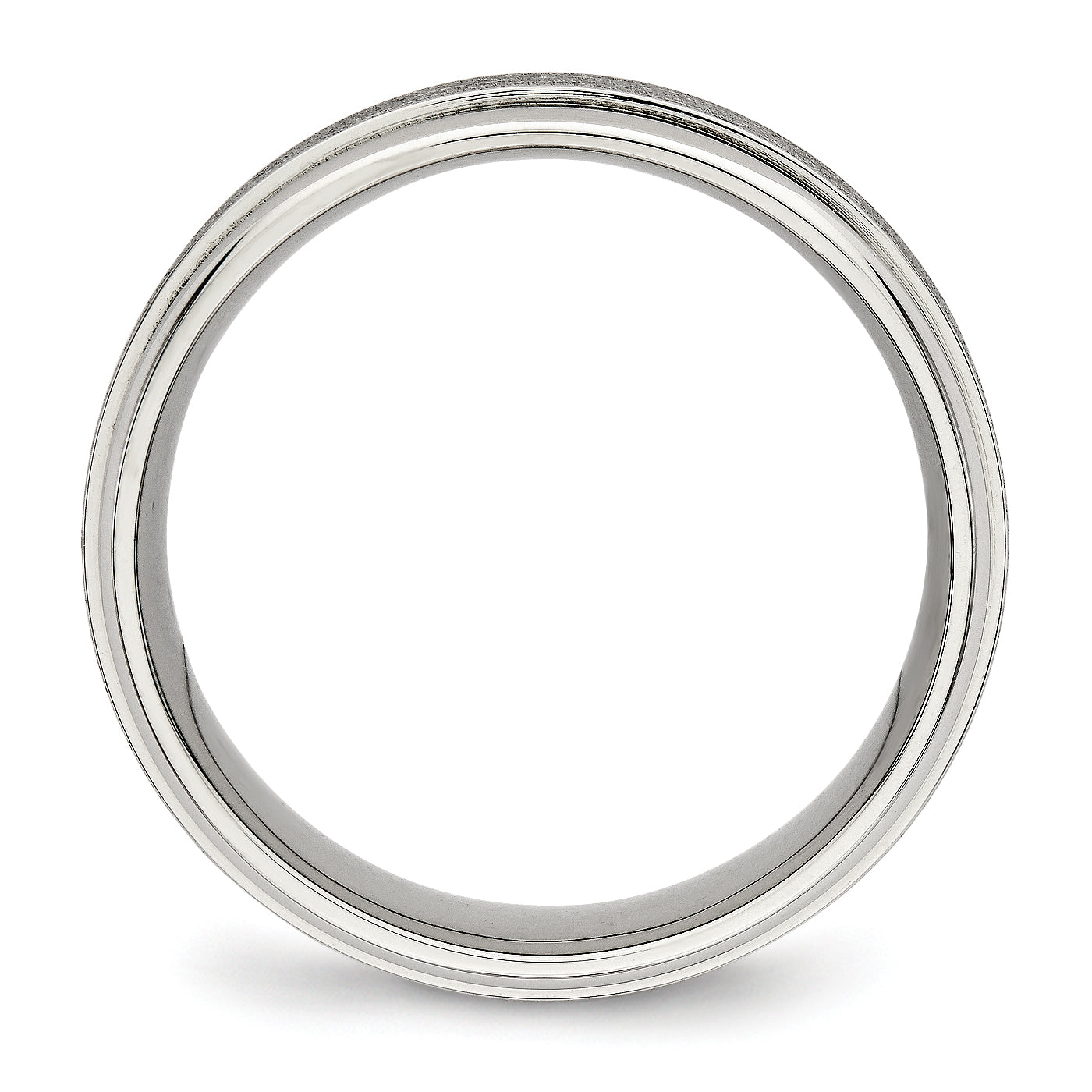 Chisel Stainless Steel Brushed and Polished 7mm Ridged Edge Band Secondary image