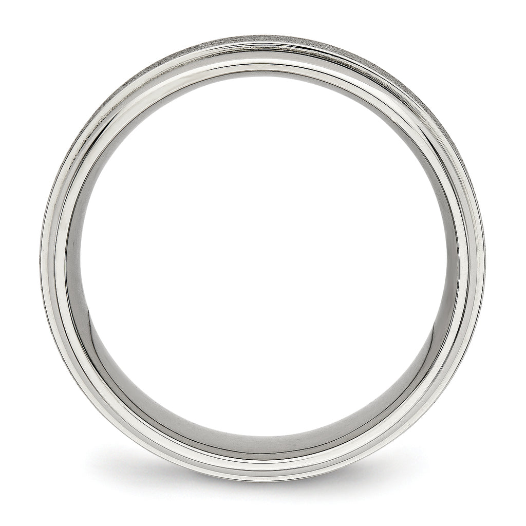 Chisel Stainless Steel Brushed and Polished 7mm Ridged Edge Band